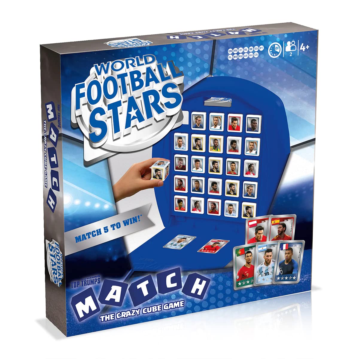 Top Trumps Match World Football Stars The Crazy Cube Game, play with Messi, Ronaldo and Kane, gift for ages 4 plus