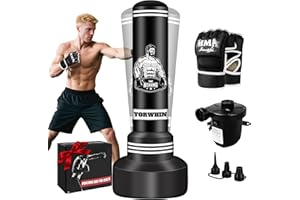 YORWHIN Heavy Punching Bag for Adults Teens, 70'' Standing Boxing Kicking Bag Freestanding Heavy Bag with Gloves and Electric Air Pump, Men Kickboxing Bags for Beginners Training MMA Muay Thai Fitness
