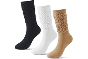 BONANGEL Slouch Socks for Woman,3 Pairs Scrunch Slouchy Socks Women,Long Scrunchy Tube Boot Socks for Women Girls Size 5-11