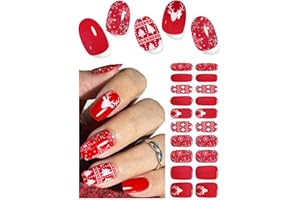 WAHRSHEI Christmas Semi Cured Gel Nail Strips, Silver Snowflakes 20pcs Adhesive UV Sticker, Wraps for Home Manicure DIY