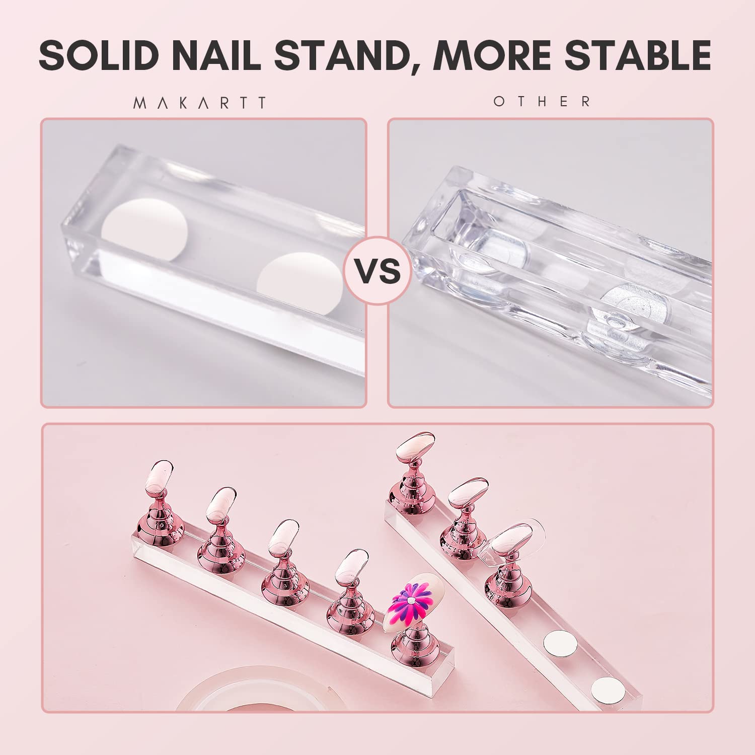 Makartt Nail Stand for Nails Art Display Practice Nail Holder for Painting Nails Stand for False Nail Press On Designs Magnetic Fake Nail Holder with 1M Double-sided Tape For Home DIY Salon Supplies - Image 3
