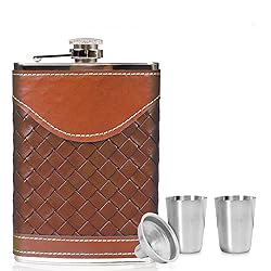 LHD HOME Hip Flasks for Men 8oz Leather Flask Gift