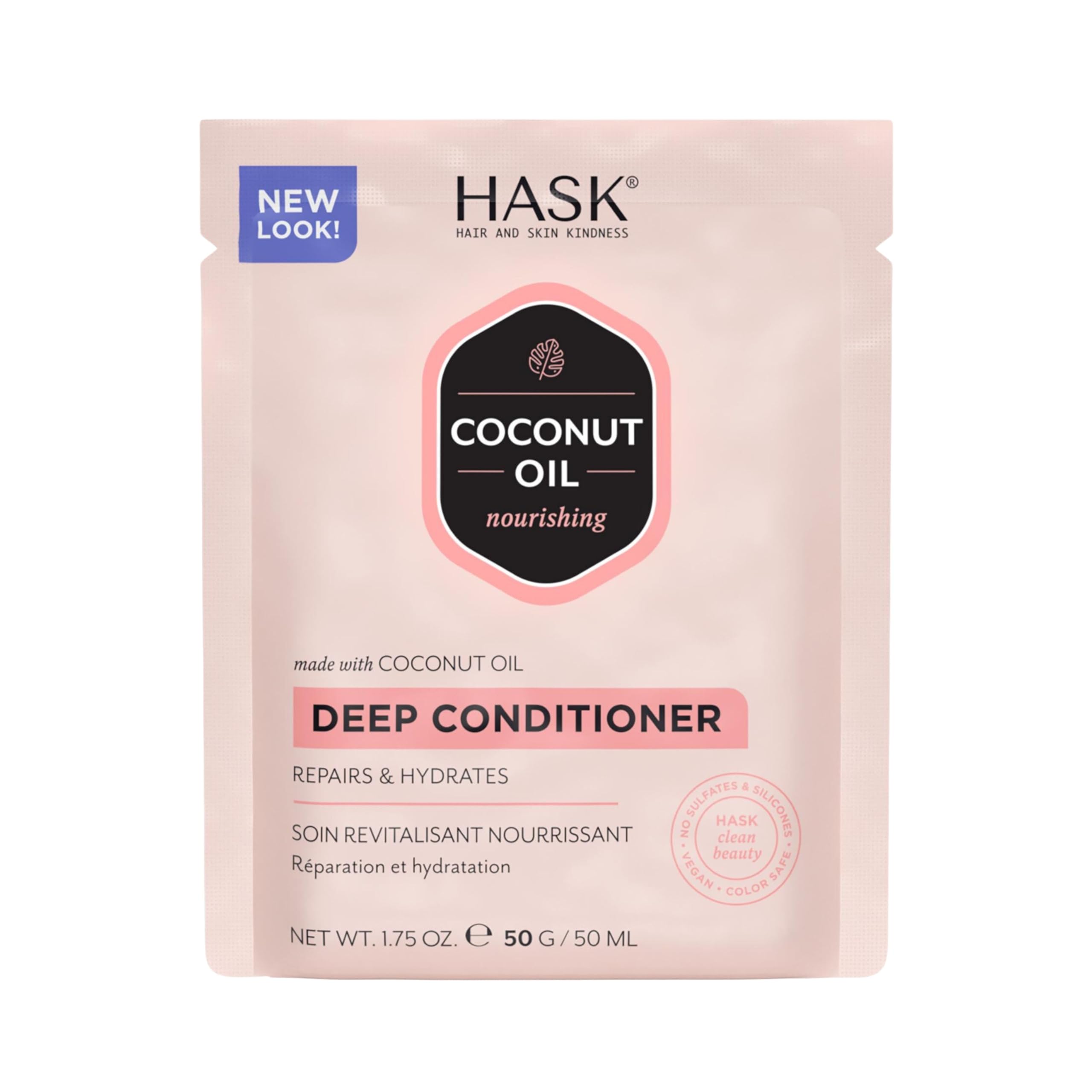 HASK Coconut Deep Conditioner Treatment, nourishing for all hair types, colour safe, and cruelty-free - 1 50mL Packette