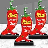 Yousoontic 3 Pcs Chili Cook Off Trophies Acrylic Chili Pepper Trophy Medals 5.91 Inch Chili Cook Off Prizes 1st Place Gold, 2nd Place Silver, 3rd Place Bronze Chili Festival Award Decorations