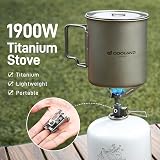 Odoland 750ml Titanium Mugs 1900W Stove Camping Set with Lid Spork view 4