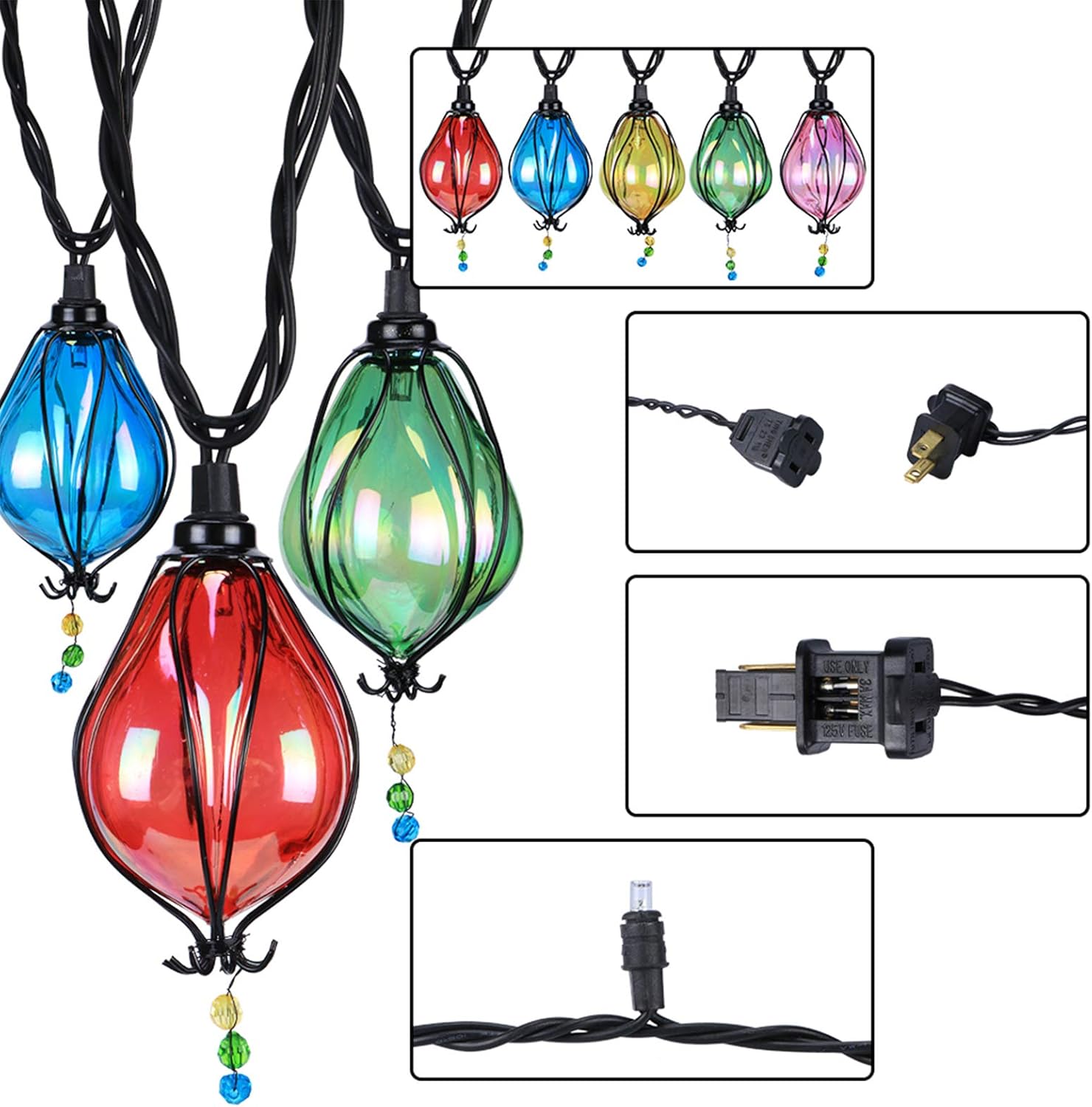 Vigdur Multicolor Fairy String Lights with 10 Bulbs Connectable Waterproof Decorative Indoor String Lights for Christmas Party Birthday Wedding Festival Bedroom Outdoor Patio: Home & Kitchen