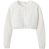 LIBREDGE Girls Cardigan Sweater Long Sleeve Uniform Cropped Cardigan Casual Kids Cardigan for Little Girls