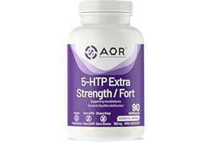 AOR 5-HTP Extra Strength 90 Capsules 30-Day Supply - Vegan, Dairy-Free & Non-GMO - Serotonin & Tryptophan Supplement with Gri