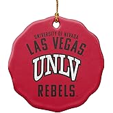 GRAPHICS & MORE University of Nevada, Las Vegas Rebels Logo Porcelain Scalloped Holiday Christmas Tree Ornament - 2.8" (7.1 cm)