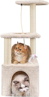 HOMIDEC Cat Scratching Post 90cm Cat Tree Beige Multi-Level Indoor view 1