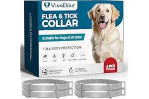 VIVAELIXIR Flea and Tick Collar for Dogs – 12-Month Protection – Adjustable & Waterproof – Safe, Long-Lasting Repellent for Fleas, Ticks, Lice & Mosquitoes – Fits Small, Medium & Large Dogs 4pack