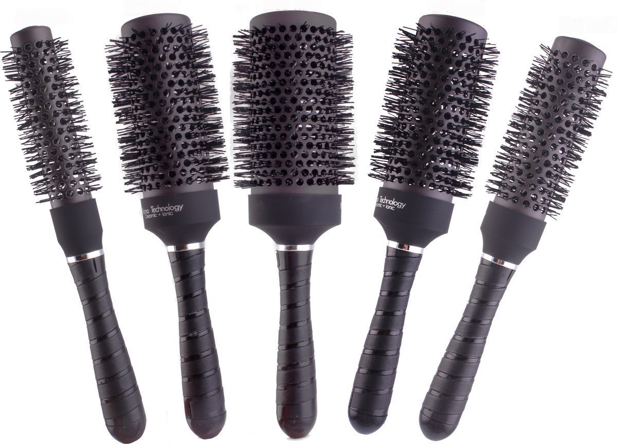 PERFEHAIR Round Thermal Hair Brush Set, Professional Hairdressing Ceramic & Ionic Barrel Hair Styling Blow Drying Curling Brushes, 5 Different Sizes