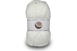 COCO YARN Velvet Yarn for Crocheting – CocoYarn - Chenille Chunky Yarn for Hand Knitting, Fluffy Soft Plush Jumbo Amigurum Super Bulky Baby Blanket Yarn for Crochet Size 6 100g (131yds) (Off White-63)