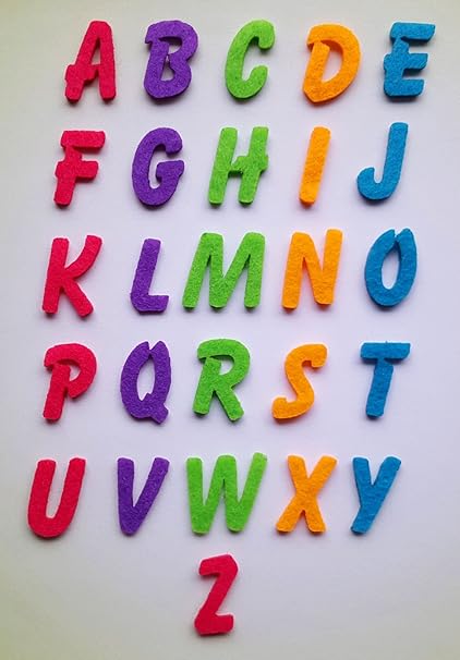 A-Z Filzbuchstaben Buchstaben Filz aus 100 % Polyester 26 Stück Grösse 2 x 1 cm (0,3 cm Dick) Bunt Mix