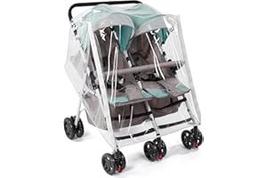 PAHTTO Double Stroller Rain Cover, Waterproof Weather Shield for Side by Side Baby Double Stroller, Twins Stroller Cover for Rain/Wind/Snow/Cold/Dust, Baby Outdoor Accessories