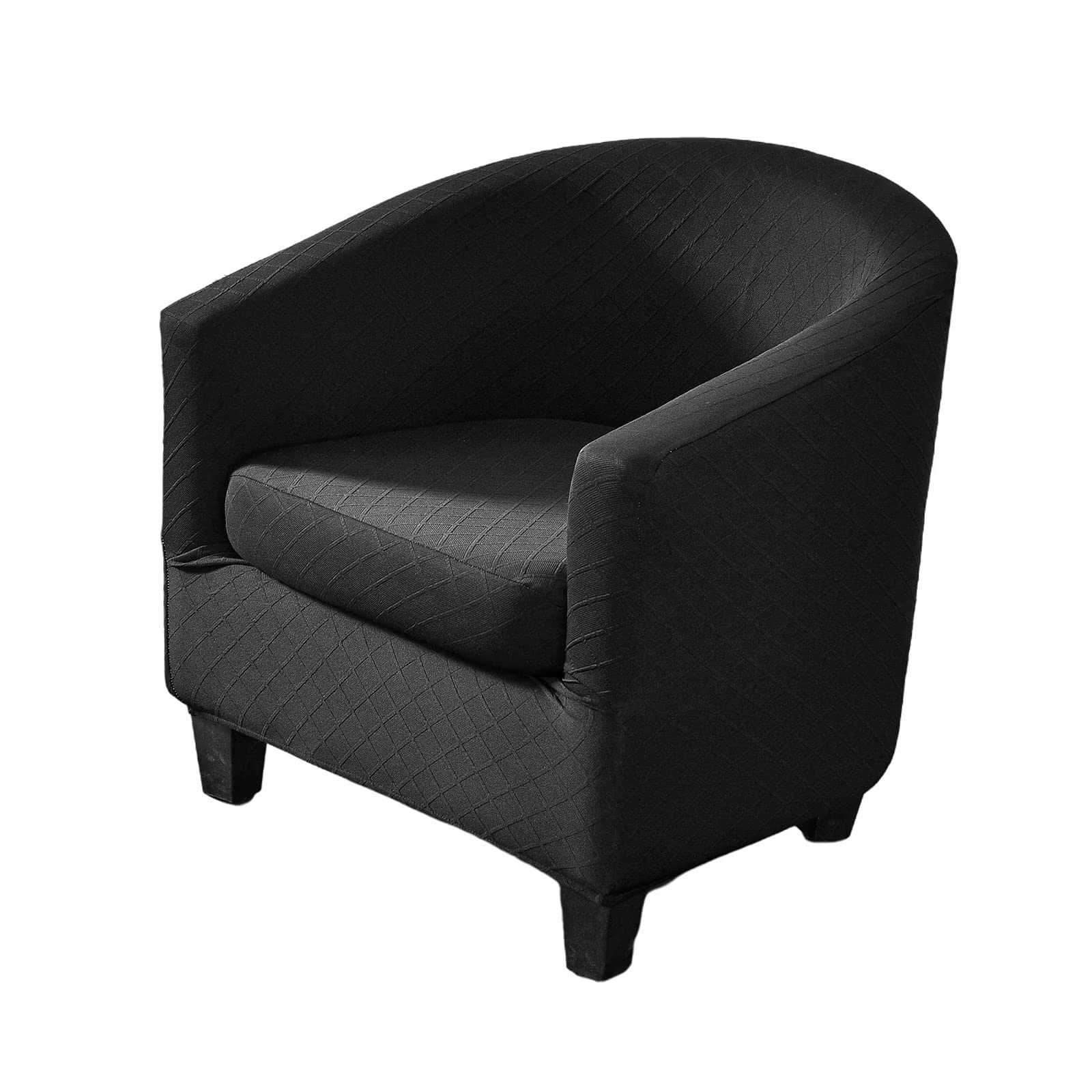 Photo 1 of NILUOH Club Chair Slipcover 2 Piece Stretch Jacquard Tub Chair Cover Round Barrel Chair Covers Non Slip Armchair Covers Couch Covers with Elastic Bottom for Bar Counter Living Room, Jacquard Black