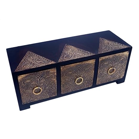 R S Jewels 3 Drawer Wooden Trinket Drawers Shelf Storage Amazon