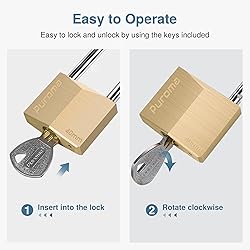 Puroma 1 Pack Keyed Padlock Waterproof Solid Brass