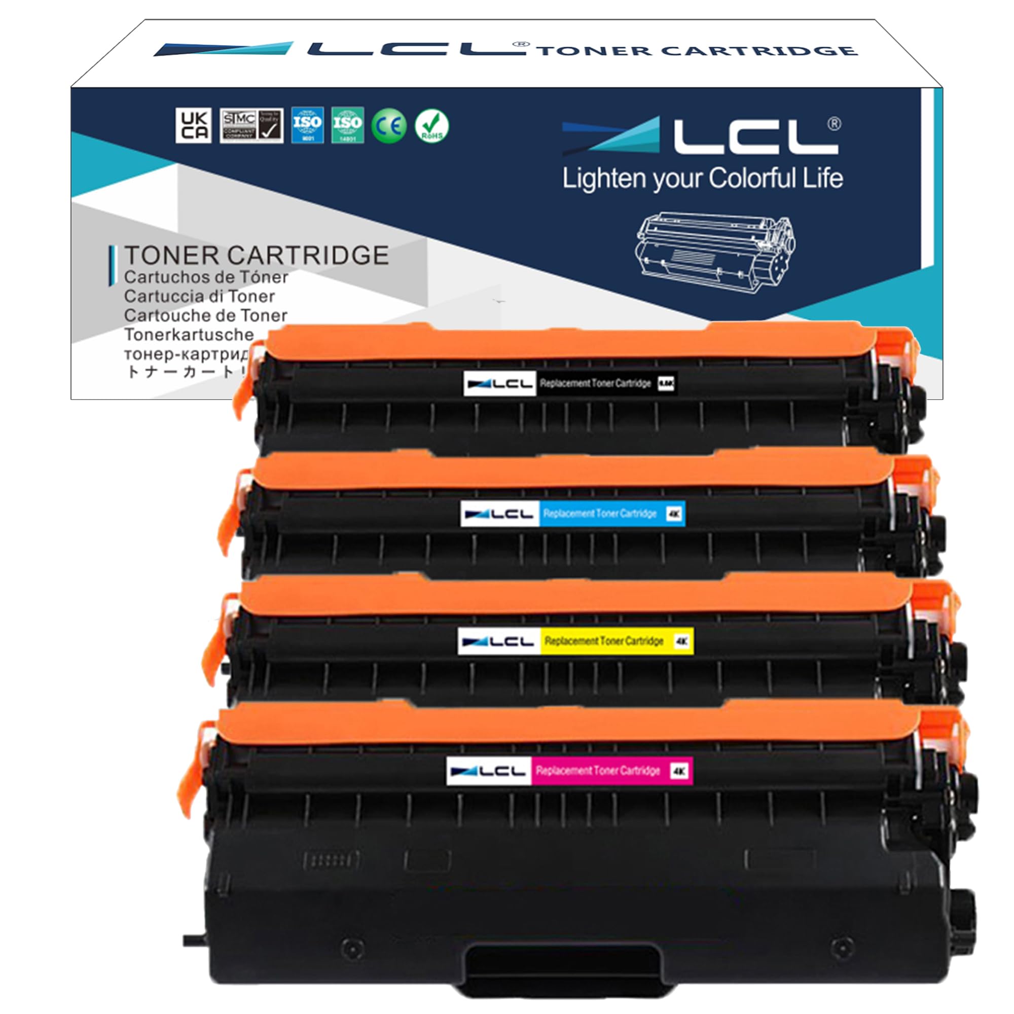 LCL TN423 Toner Cartridge Compatible with Brother TN-421 TN-423 TN421 TN423 TN423BK TN423C TN423M TN423Y for HL-9310 HL-L9310CDW MFC-L9570 HL-L8260CDW HL-L8360CDW DCP-L8410CDW (4PK KCMY)