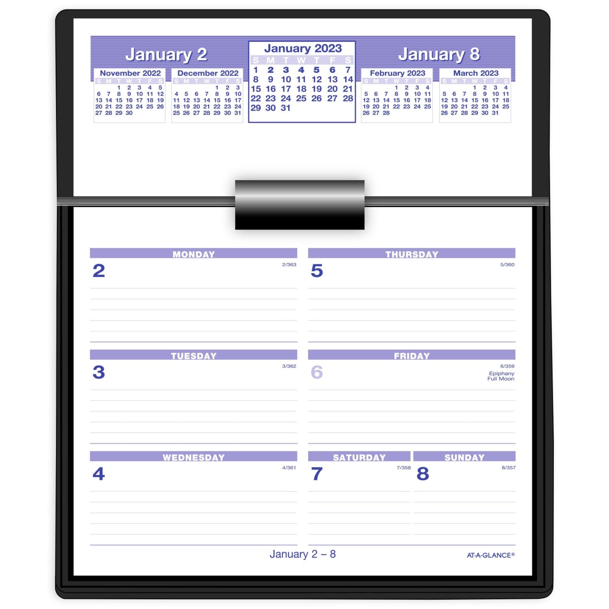 AT-A-GLANCE 2023 Desk Calendar and Base, Flip-A-Week, 5-1/2" x 7", Complete Set, Pages Included (SW700X00)