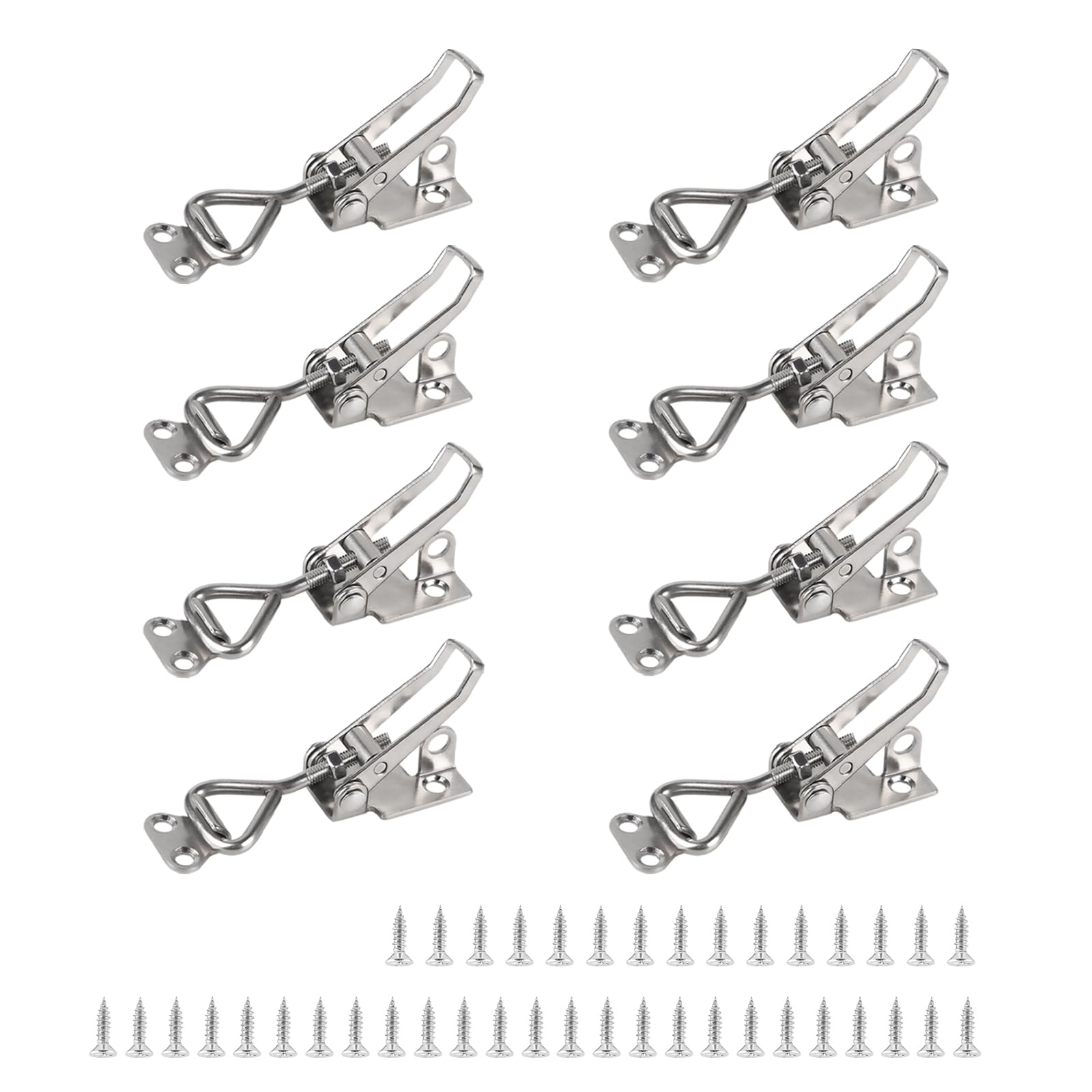 EXLECO 8 x Stainless Steel Toggle Latch M4 Toggle Lever Tensioner Lockable Box Lock Adjustable Lever Lock Snap Lock Safety Lock Cap Lock for Cupboard Door Boxes