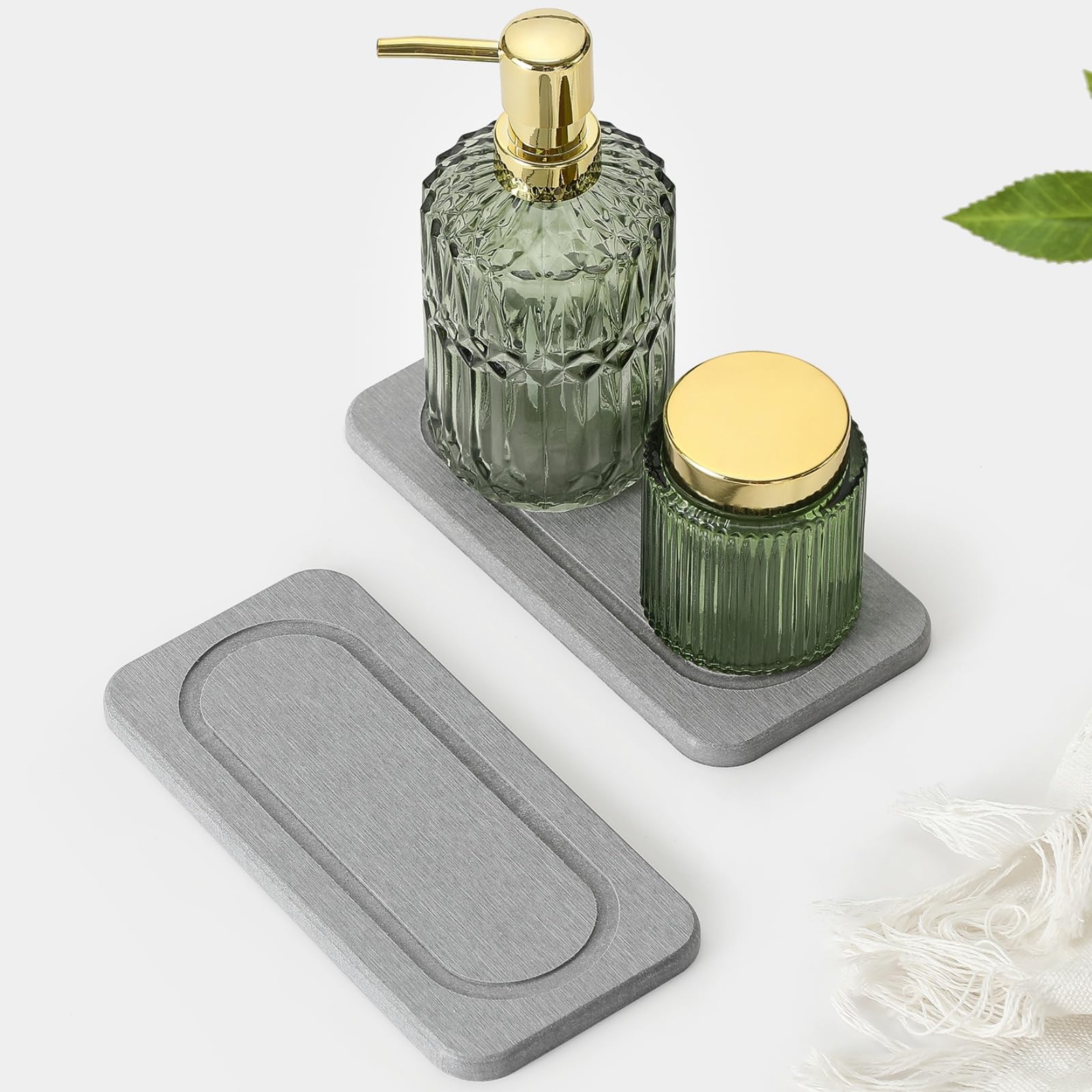 Photo 1 of Homdiva 2Pack Diatomite Stone Water Absorbing Sink Tray for Kitchen & Bathroom Counter, Quick Dry Soap Dish Makeup Vanity Caddy, Dispenser Sponge Holder Space Organizer, Light Gray - 8"x 3.8"