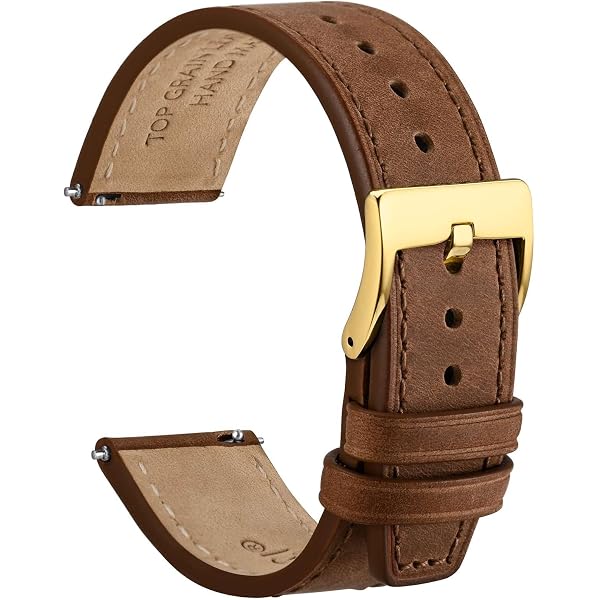 Bracelet Montre WOCCI En Cuir Crazy Horse - Boucle Acier Doré - 14-24 Mm - Rétro Et Vintage - Homme/Femme