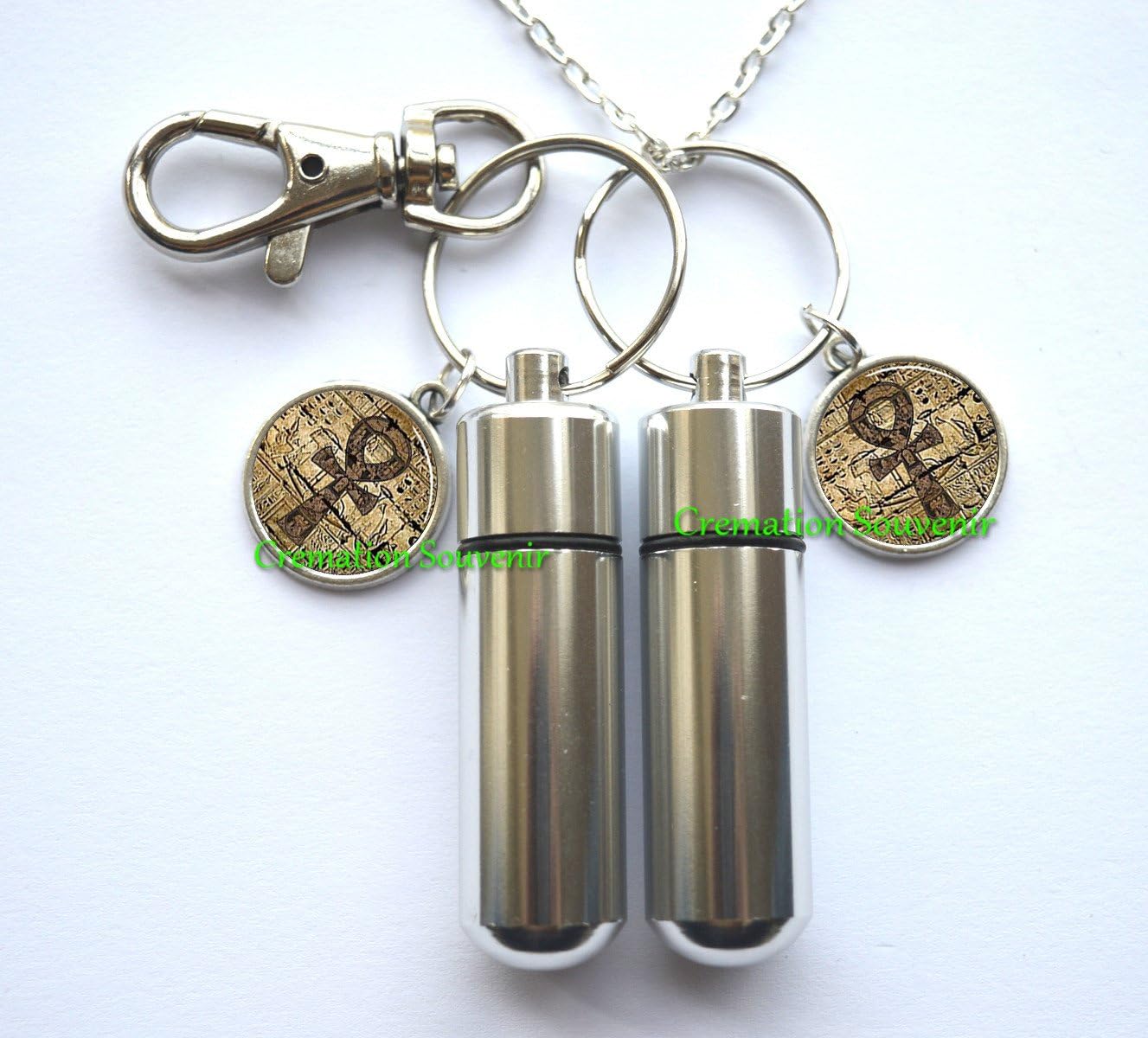 Egyptian Ankh Stainless Steel Egyptian Ankh Cremation Urn keychain-Memorial Keychain-Cremation souvenir-Remembrance Keychain-Sympathy-Urn for Ashes