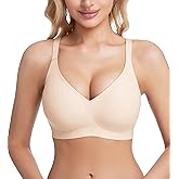 Jelly Wireless Bras for Women Push Up Deep V Seamless Comfort Plunge No Underwire Bra with Adjustable Straps Everyday Bras