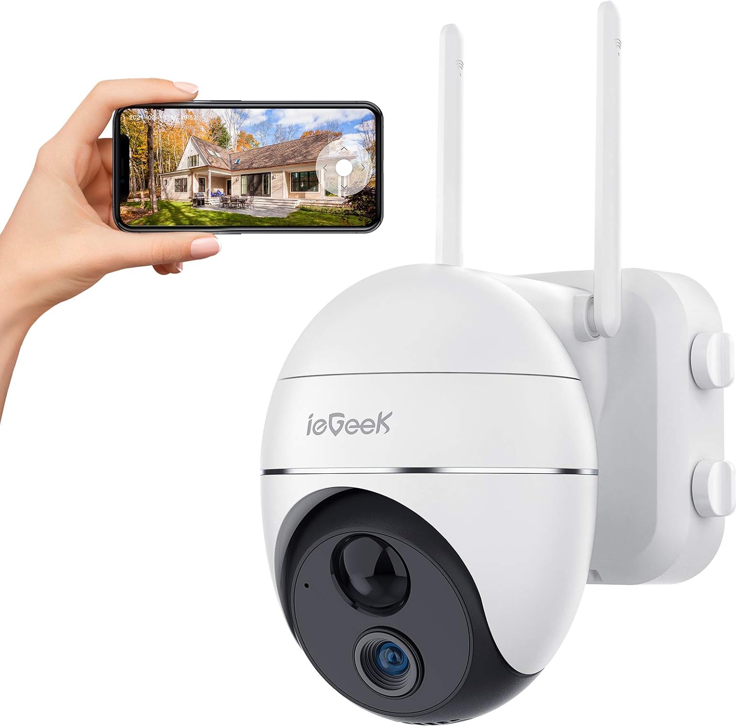 ieGeek 2K 360° Wireless Security Camera Outdoor with Color Night Vision, Rechargeable Battery CCTV Camera Systems