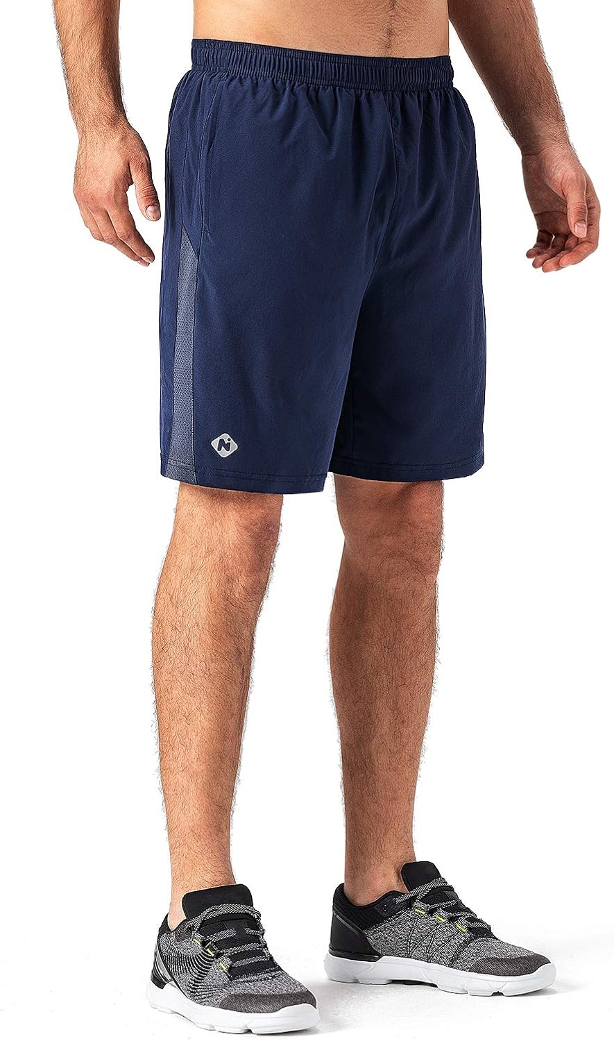 Naviskin Men's 7" Quick Dry Running Workout Shorts Mesh Panels Zip Pocket : Clothing