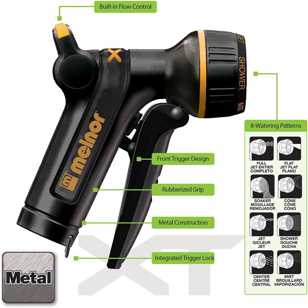 Melnor 65039-AMZ XT Metal Front Trigger Nozzle with QuickConnect Product Adapter Set, Multi-Pattern : Garden & Outdoor