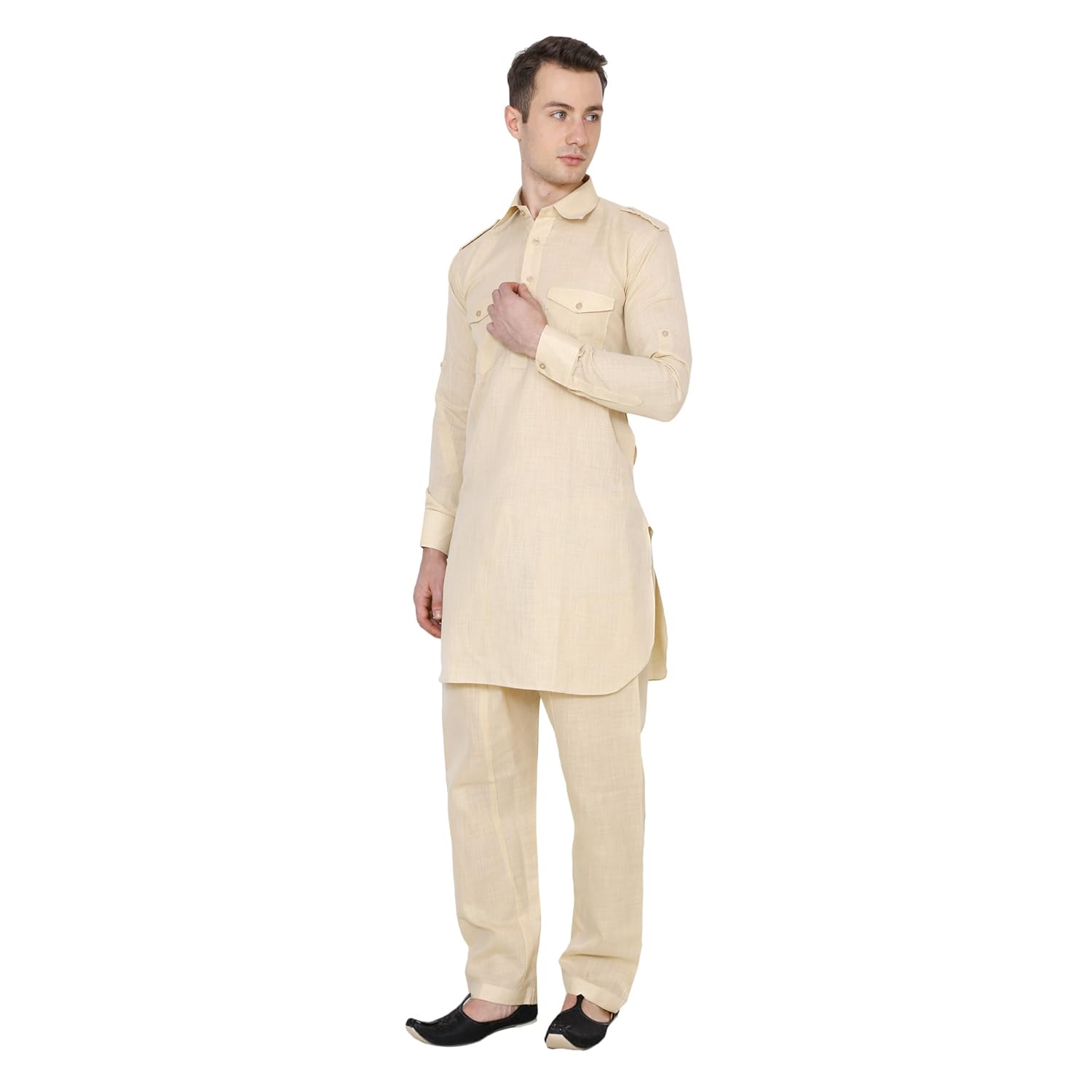 royal kurta men's cotton linen pathani kurta and salwar set
