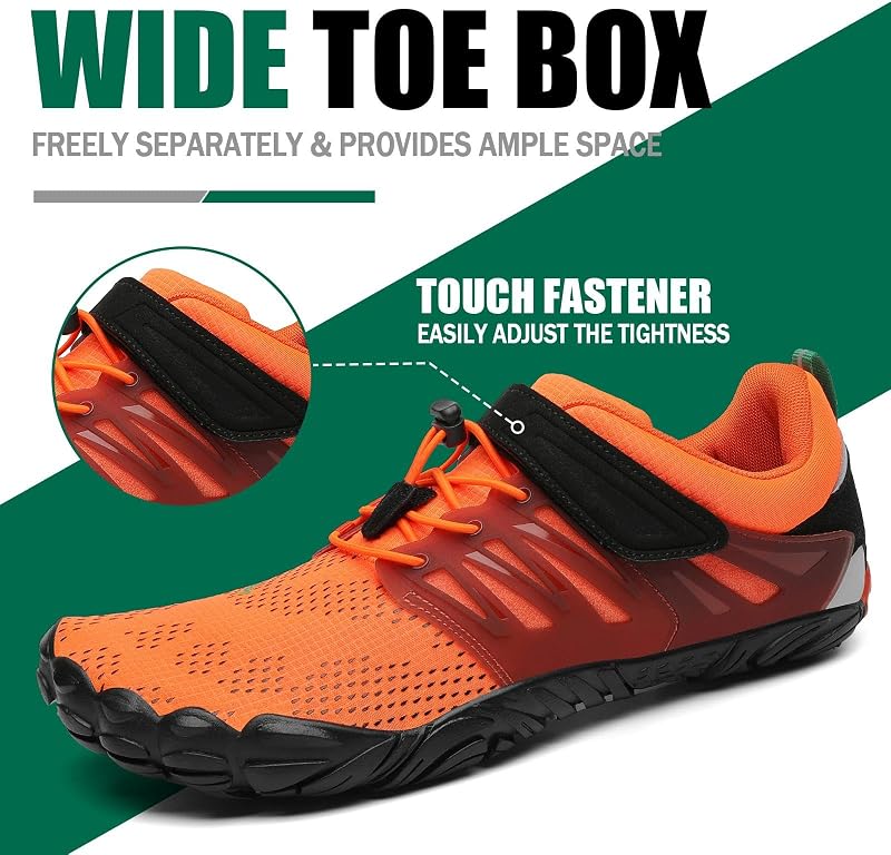 Zapatillas Barefoot Hombre Mujer Zapatillas Minimalistas Zapatos Barefoot Calzado Minimalistas Zapatillas de Trail Running Barefoot Shoes para Zero Drop Suela Naranja,Gr.42