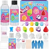 Mikiwon Taba Squishy Making Kit, DIY Squishy Set Squishy Gift | 7OZ 1:1AB Liquid Silicone Set with 6 Molds DIY Squishies Maker Birthday Holiday Gift Party Favors for Girls Boys