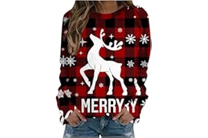 fartey 2023 Womens Ugly Christmas Sweaters Funny Cute Xmas Tree Reindeer Snowman Tops Long Sleeve Crewneck Sweatshirts