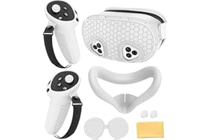 Silicone Cover Set Compatible with Meta Quest 3S Accessories, VR Protector Face Cover, Controller Grips, Front Shell Headset 