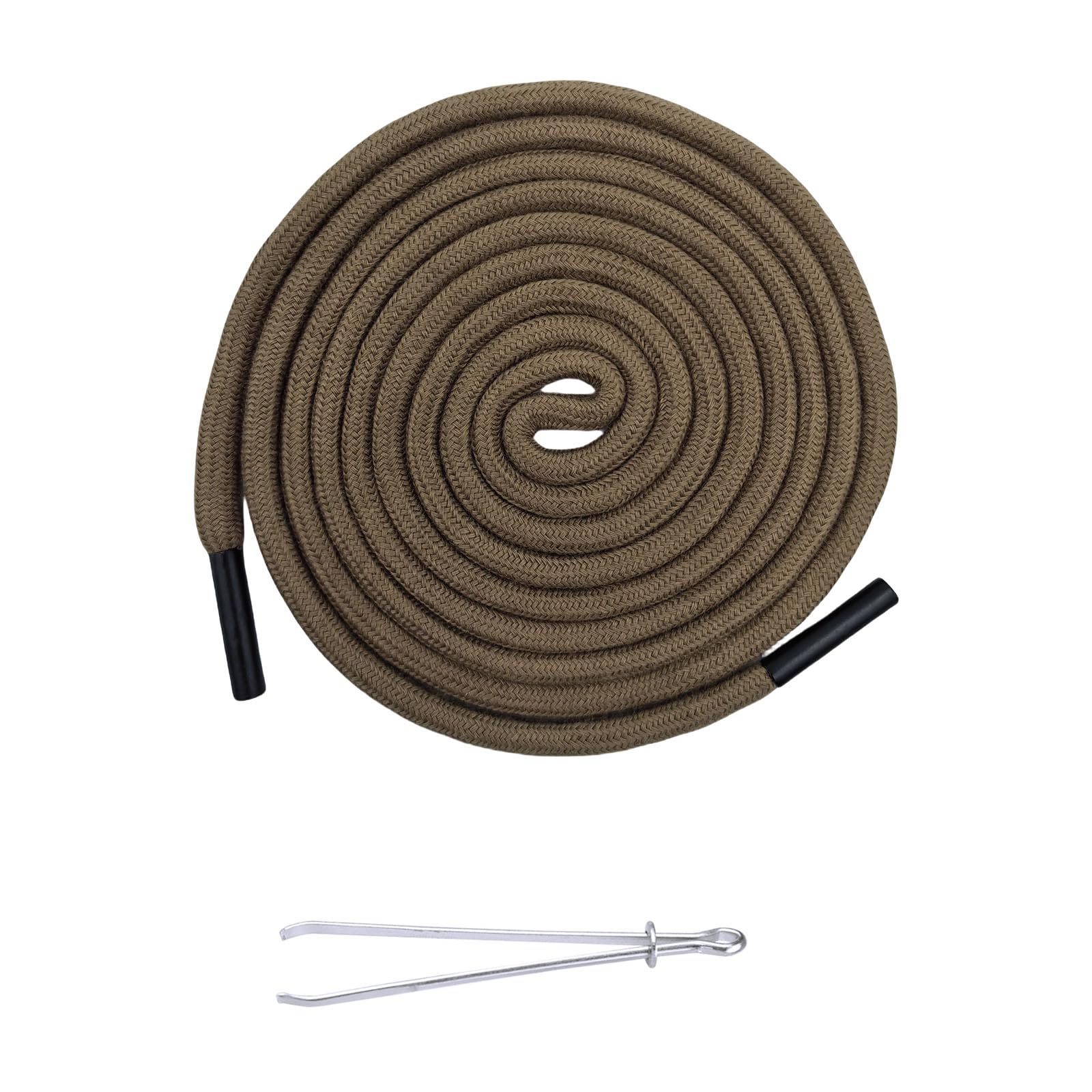 Renyiz Drawstring Cord, Replacement Drawstrings with Bodkin, 63 Inch Cotton Drawstrings with Metal Lock Ends, Hoodie String Replacement with Drawstring Threader for Joggers Sweatpants Hoodies Brown