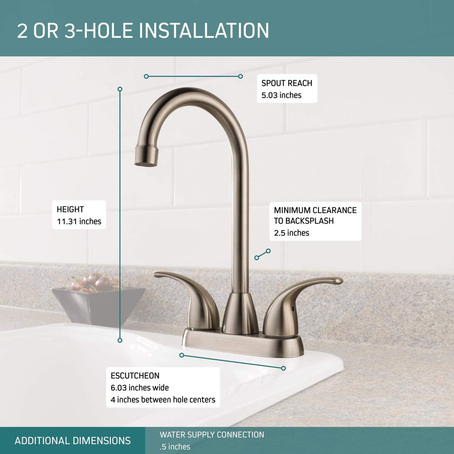 Peerless Tunbridge 2-Handle Bar-Prep Kitchen Sink Faucet, Stainless P288LF-SS - Bar Sink Faucets - 
