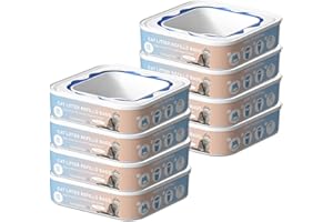 FUNUNCAT Cat Litter Refill Bags Cartridge Compatible with Litter Cat Genie Standard, Plus, XL+ and XL Pail Refills, Odor Control Cat Litter Bags, Pet Waste Bags Box Accessories, 8 Pack