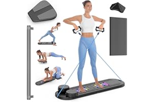 Pilates Board, Foldable Pilates Reformer Set 7 in 1 Multi-Purpose pilates equipment for Women Full Body Workouts at Home, Rayspace Portable Ab Core Trainer, Exercise Board with Timer & Resistance Band