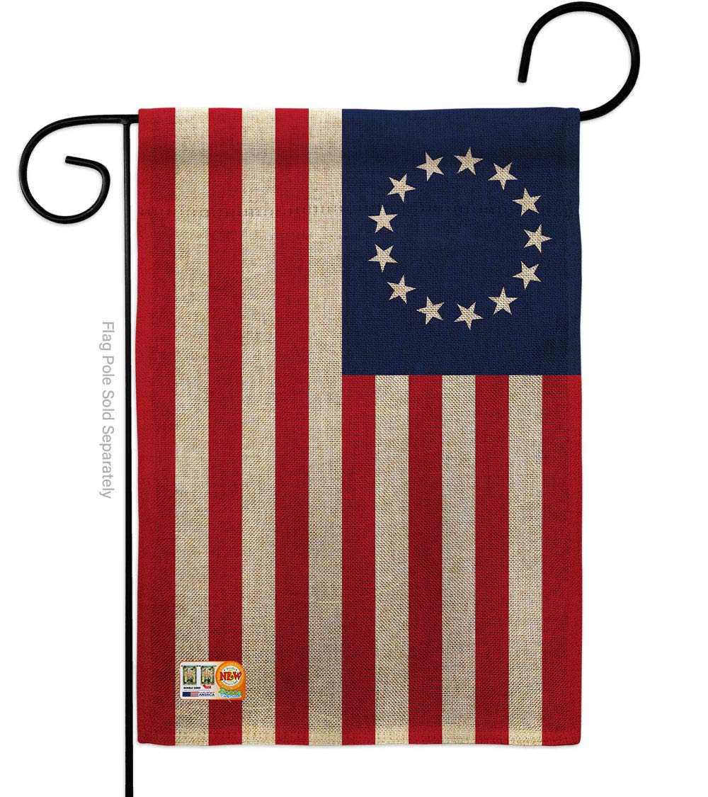 Ornament Collection G192173-DB Betsy Ross Burlap Americana Historic Decorative Vertical Garden Flag, 13"x 18.5", Multi-Color