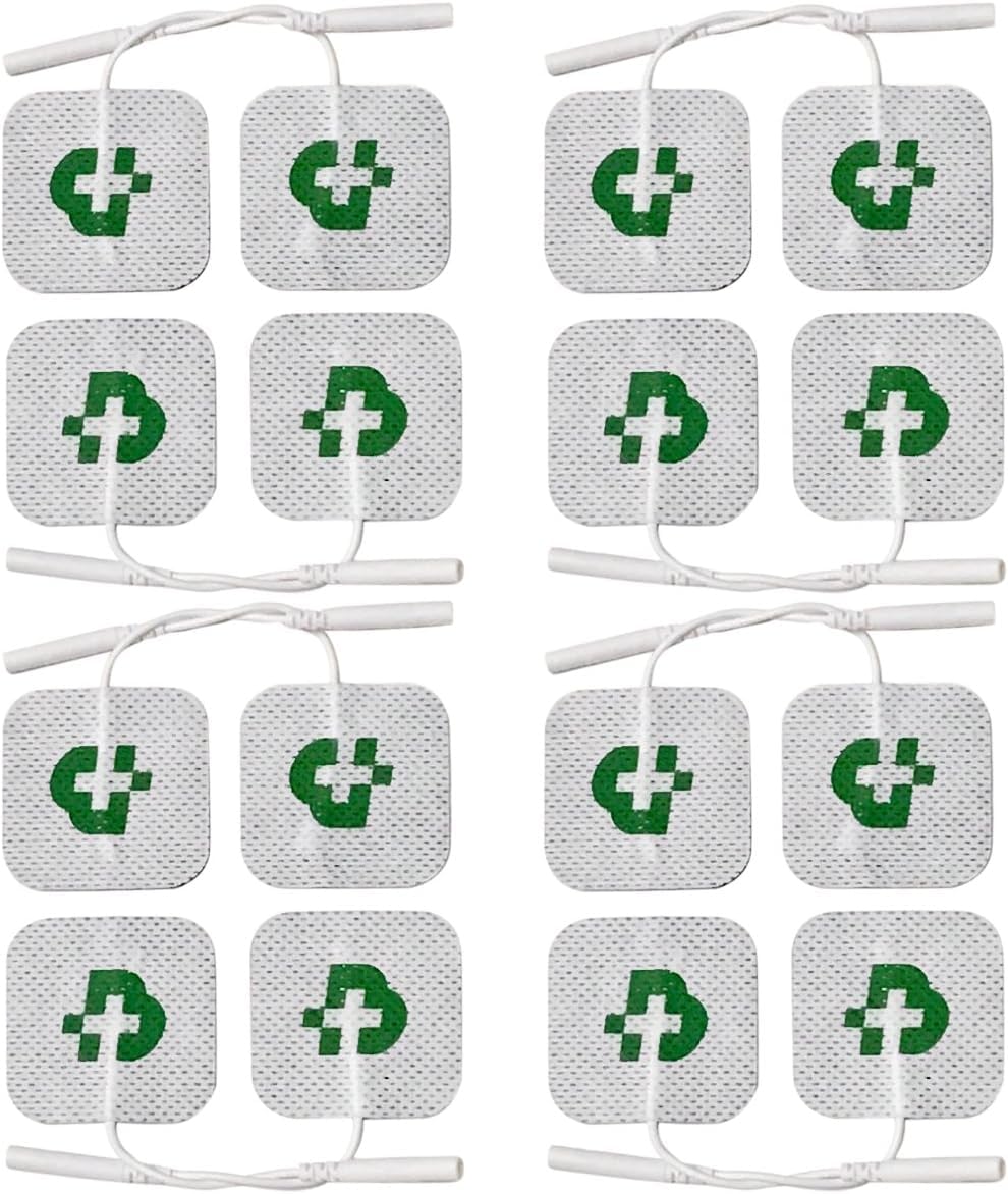 TESMED 16 Electrodes (50 x 50 mm) of Superior Quality, Compatible with All Brands of Electrostimulators with 2 mm Plug Cables, No Gel Needed