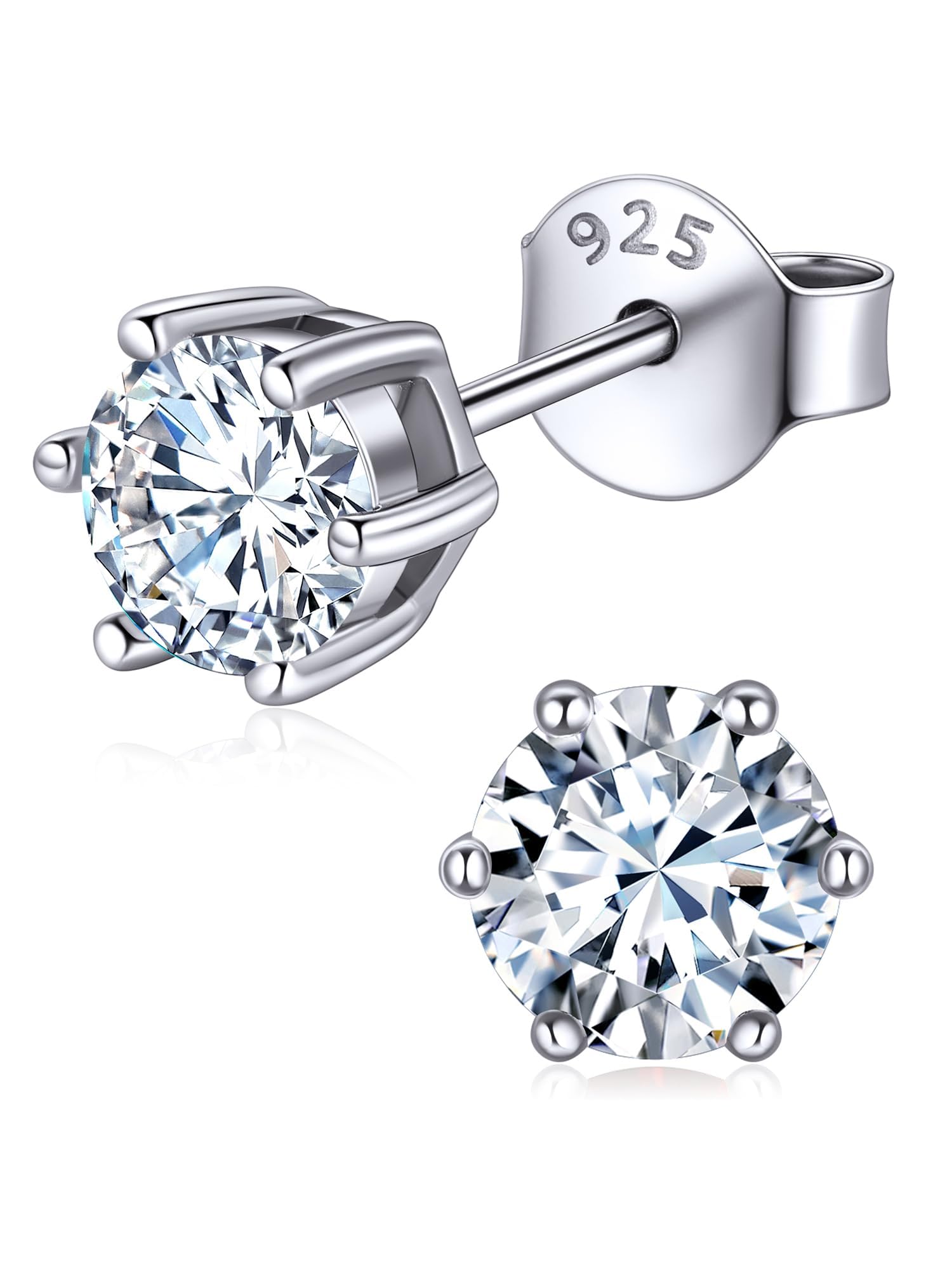 ChicSilver Tiny Birthstone Stud Earrings For April Women Girls 925 Sterling Silver Cubic Zirconia Simulated Diamond Earring Fashion Jewellery