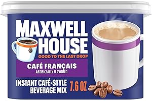 Maxwell House Instant Cafe-Style Beverage Mix, Easy to Prepare, 1 Canister, for Quick Morning Coffee or Afternoon Treat, Cafe Francais, Kosher Dairy, 7.6 oz