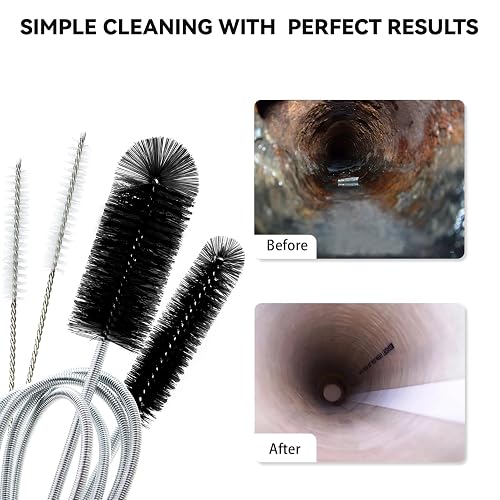 Bozenu Flexible Drain & Tube Cleaning Brushes - 66" & 58" Long Brushes With Nylon Bristles + 2 Straw Cleaners - View #6
