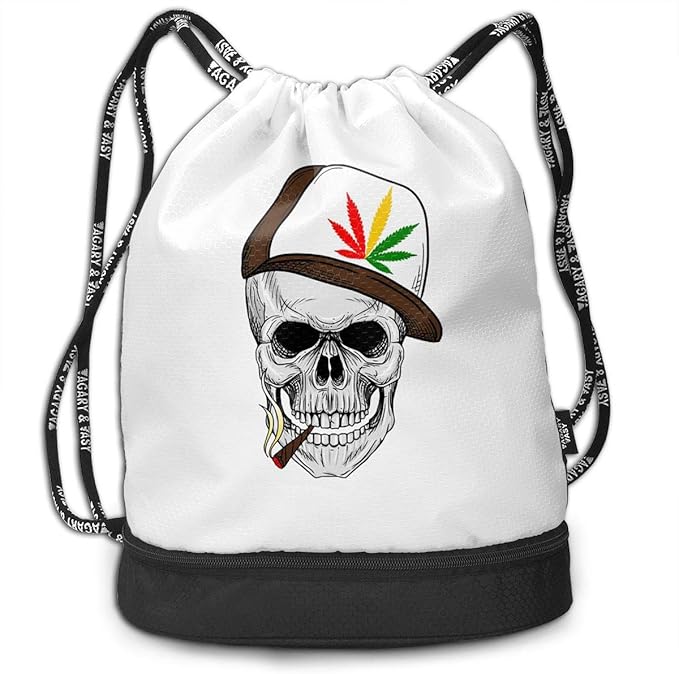 Skull Smoking Weed Wearing Weed Hat Folding Daypack