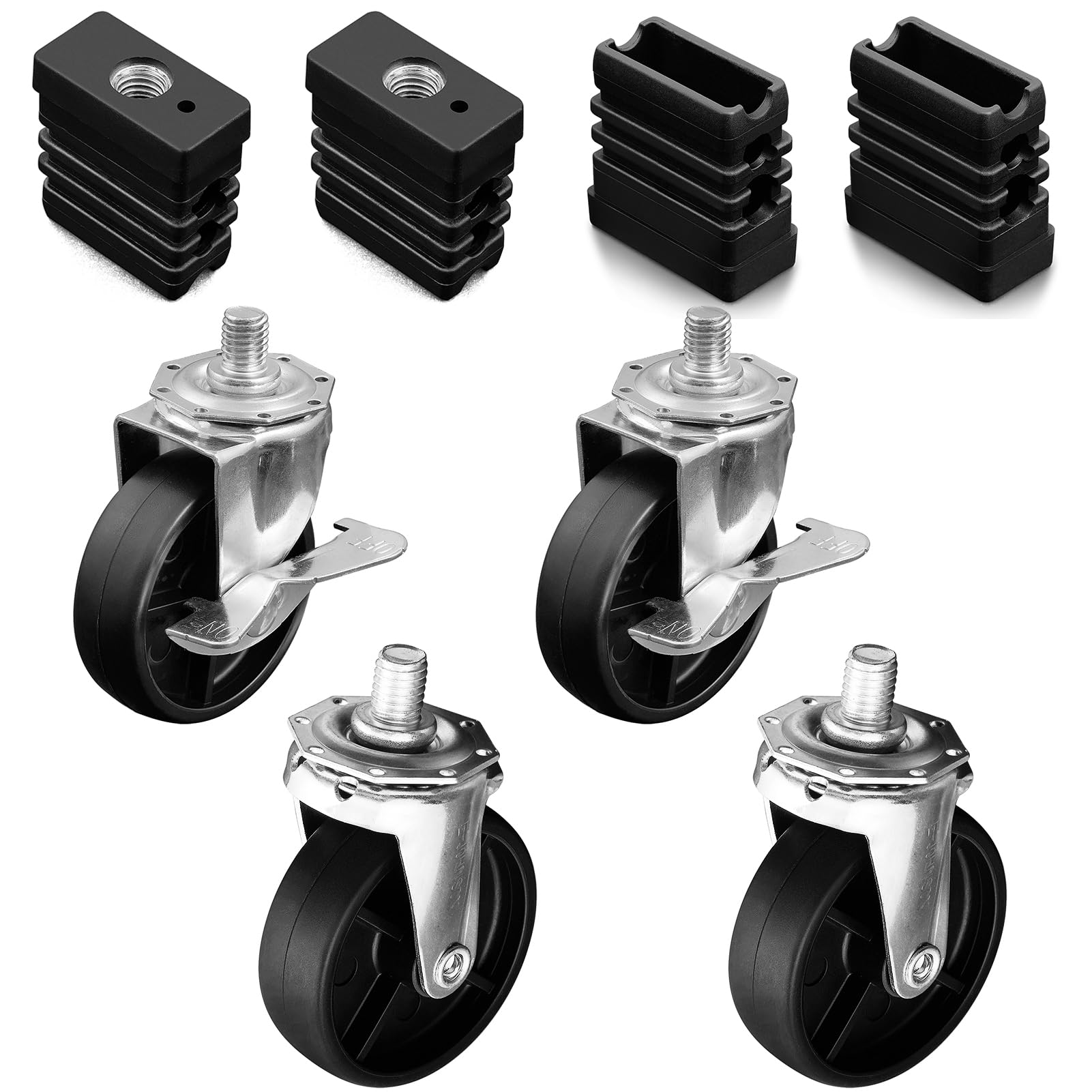 Photo 1 of G515-0082-W1 G408-0036-W1 Grill Wheels Caster Socket Grill Replacement Parts for Charbroil Caster Wheels 463243518 463342119 Thermos 461246804 Kenmore 415.16123801 3” Wheel 4 Pieces Grill Accessories