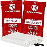 Blaze Barrier Fire Blankets 40x40 Inch - Emergency Fire Suppression Blanket for Home, Kitchen, and Outdoor Use - Fireproof Fiberglass Safety Blankets for Cooking Fires, BBQ, and More (2)
