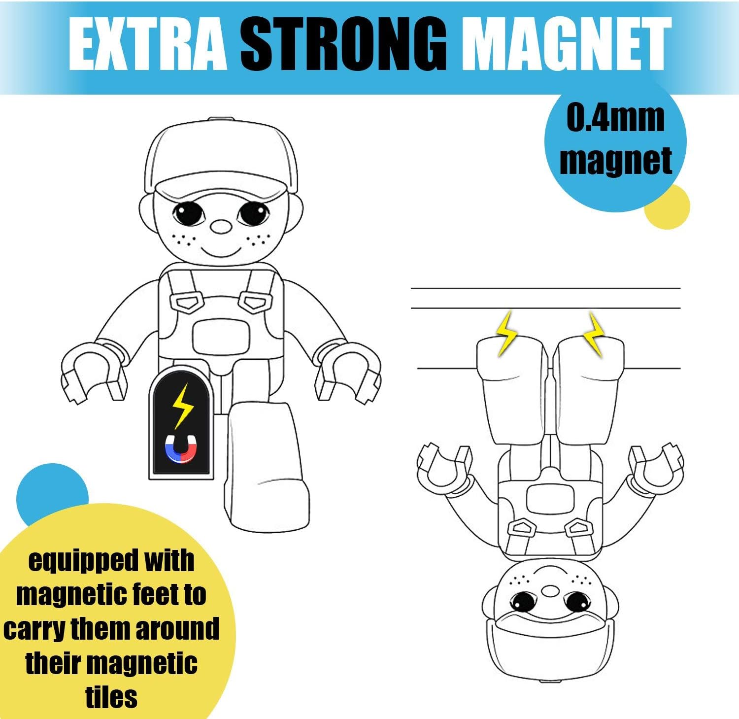 Magnetic Figures Set of 4 Toddlers Community Action Toy People, Magnetic Tiles Expansion Pack for Boys and Girls Nurse, Builder, Fireman, Police Educational STEM Toys Add on Sets for Magnetic Block: Toys & Games